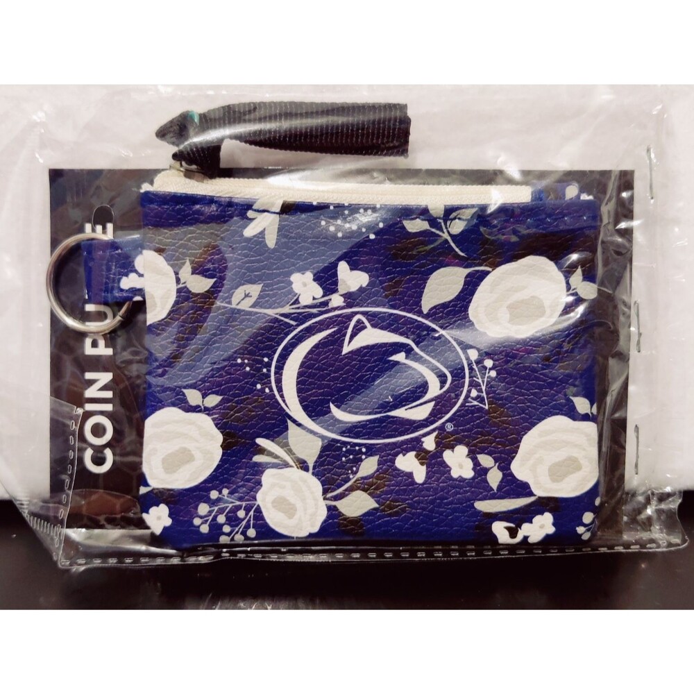 PENN STATE NITTANY LIONS OFFICIAL WOMENS FLOWER COIN PURSE BLUE NEW